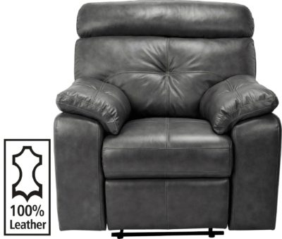 Collection - Cameron - Leather - Recliner Chair - Black